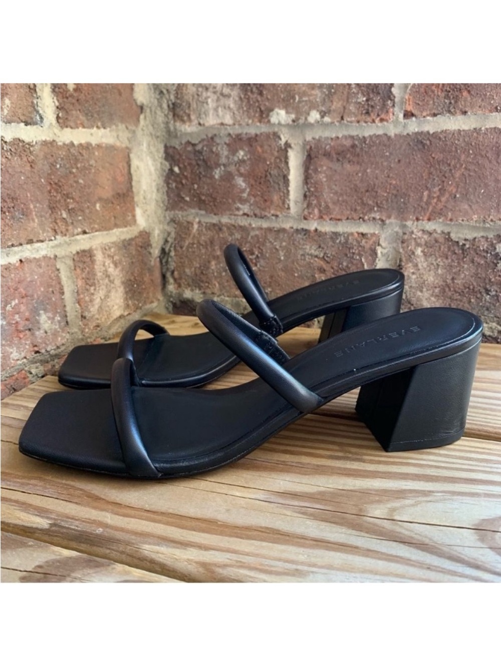 Everlane Shoes 7 Double Strap Heel Sandal Black - Picture 8 of 12